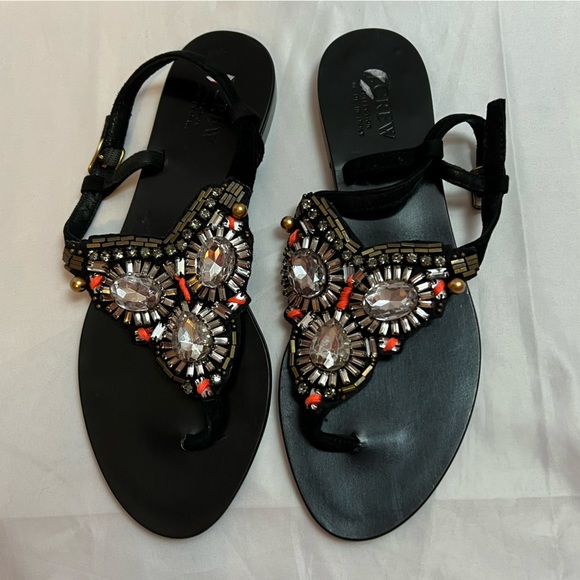 J. Crew Collection Black Beaded Sandals, size 8